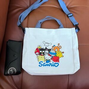 Sanrio Hello Kitty White Tote with Blue Strap and Characters NWOT